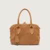 Sac Vita en daim couleur camel avec détails dorés