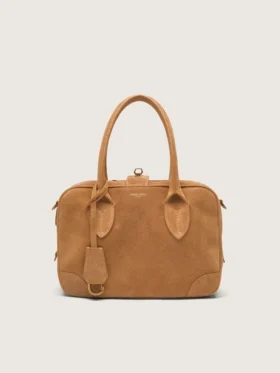 Sac Vita en daim couleur camel avec détails dorés