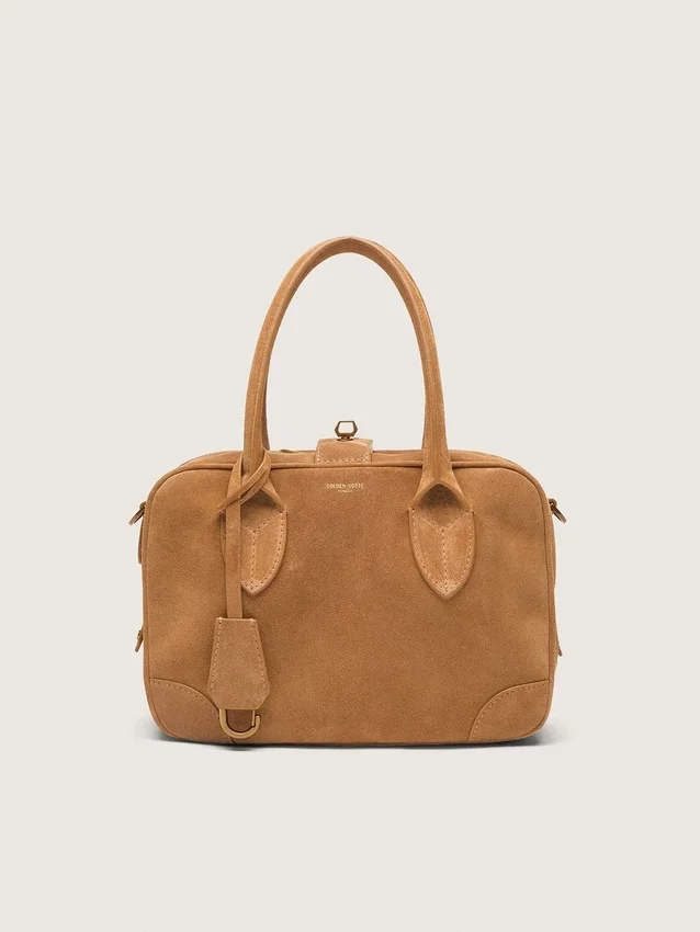 Sac Vita en daim couleur camel avec détails dorés