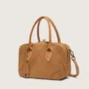 Sac Vita en daim couleur camel avec détails dorés