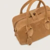 Sac Vita en daim couleur camel avec détails dorés