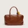 Sac Vita moyen en cuir marron clair avec breloques et détails argentés