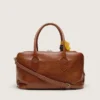 Sac Vita moyen en cuir marron clair avec breloques et détails argentés