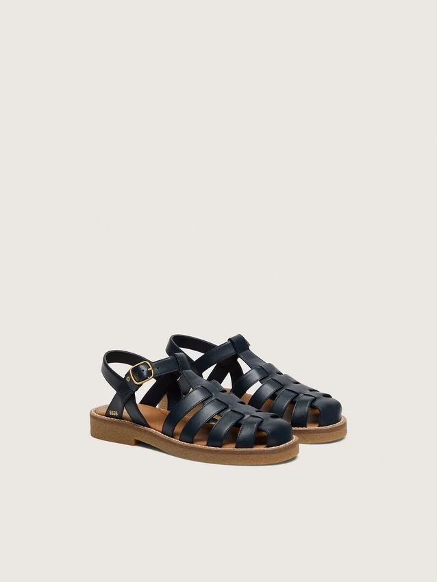 Sandales Maxime junior en cuir bleu marine