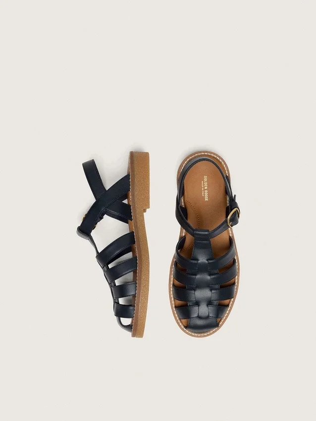 Sandales Maxime junior en cuir bleu marine