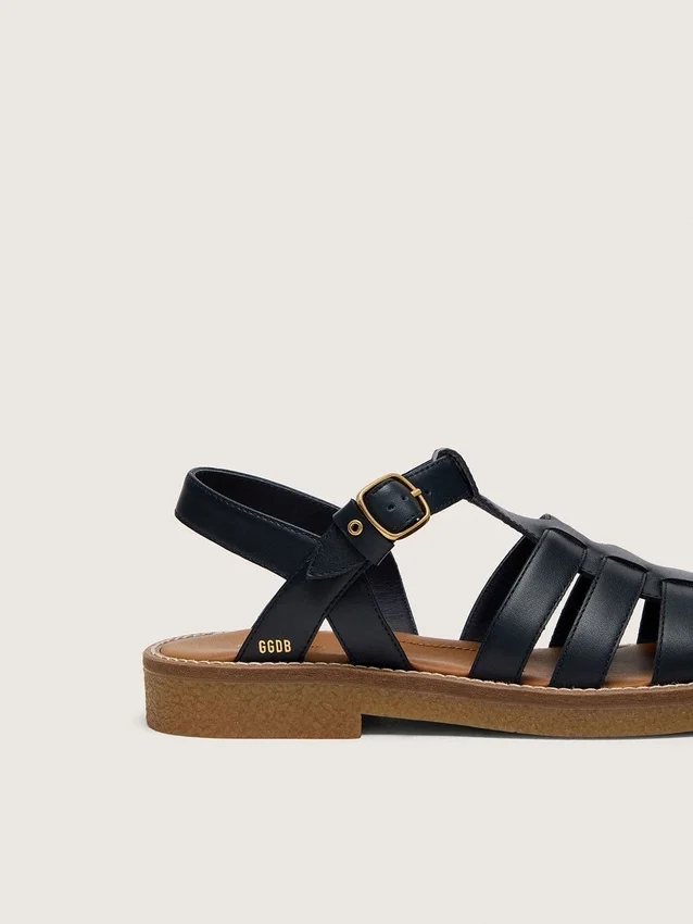 Sandales Maxime junior en cuir bleu marine