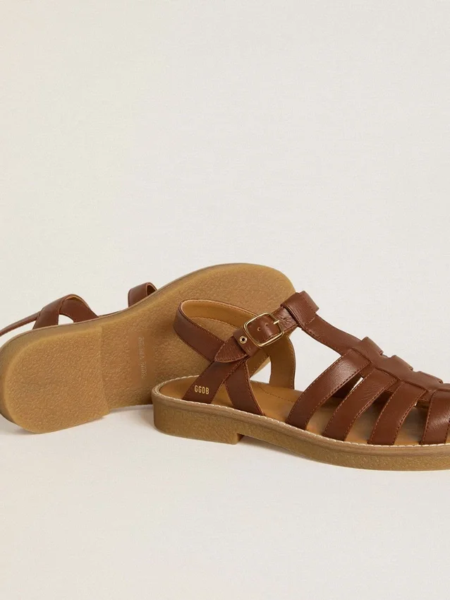 Sandales Maxime Young en cuir marron