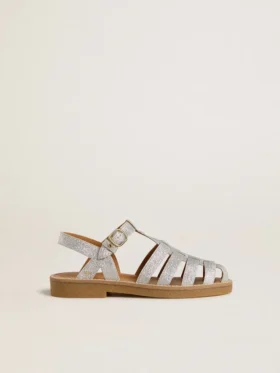 Sandales Maxime Young en micro-paillettes argentées