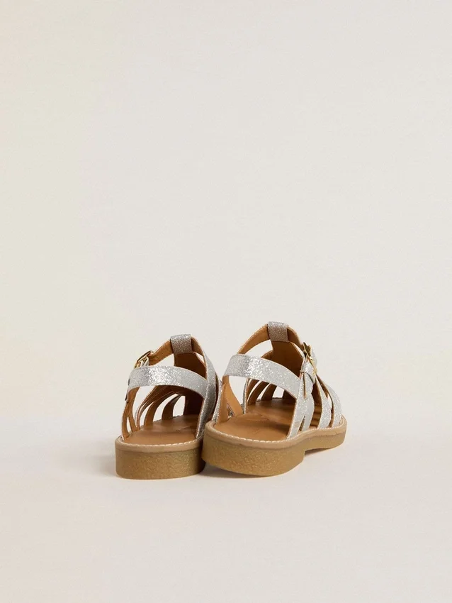 Sandales Maxime Young en micro-paillettes argentées