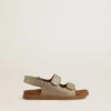 Sandales Noa Junior en micro-paillettes et cuir platine
