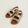 Sandales Noa Junior en micro-paillettes et cuir platine
