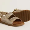 Sandales Noa Junior en micro-paillettes et cuir platine