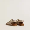 Sandales Noa Junior en micro-paillettes et cuir platine