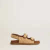 Sandales Noa Junior en raphia beige et cuir marron