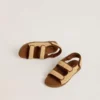 Sandales Noa Junior en raphia beige et cuir marron