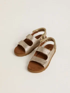 Sandales Noa Young en cuir micro-pailleté et platine