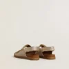 Sandales Noa Young en cuir micro-pailleté et platine