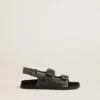 Sandales Noa Young en cuir noir vieilli