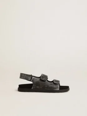 Sandales Noa Young en cuir noir vieilli