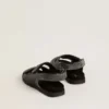 Sandales Noa Young en cuir noir vieilli