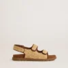 Sandales Noa Young en raphia beige et cuir marron