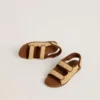 Sandales Noa Young en raphia beige et cuir marron