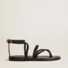 Sandales plates Penelope pour femme en cuir noir