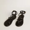 Sandales plates Penelope pour femme en cuir noir