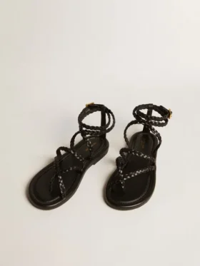 Sandales plates Penelope pour femme en cuir noir