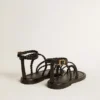 Sandales plates Penelope pour femme en cuir noir