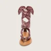 Sandales plates pour femme à motif paisley bordeaux et détail bijou