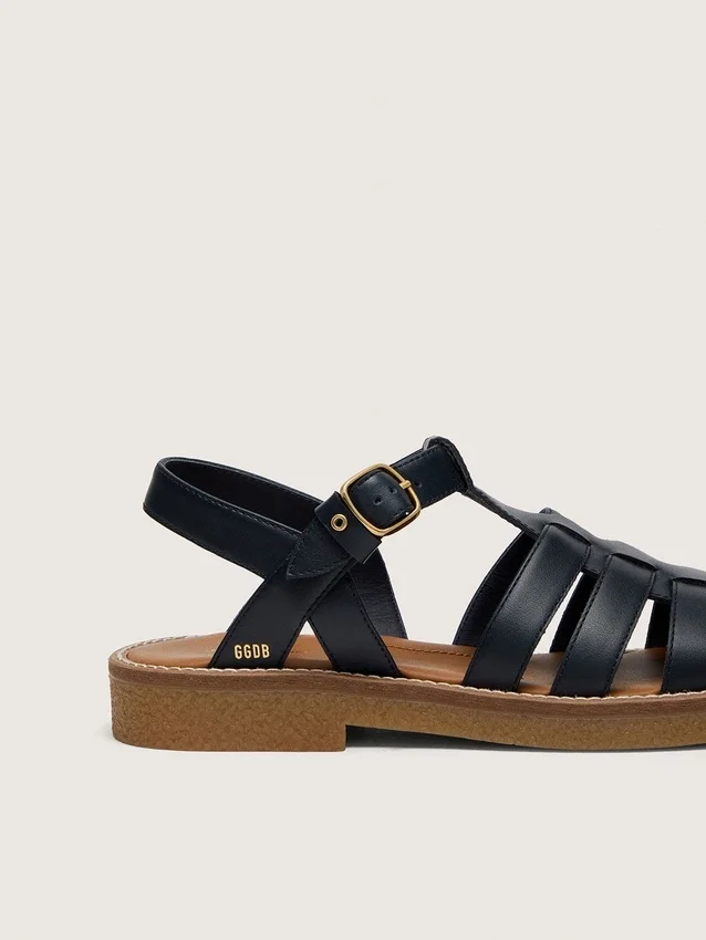 Sandales Young Maxime en cuir bleu marine