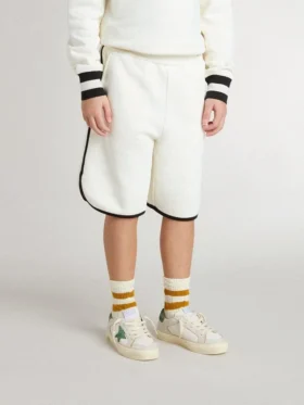 Short blanc pour garçons avec logo brodé