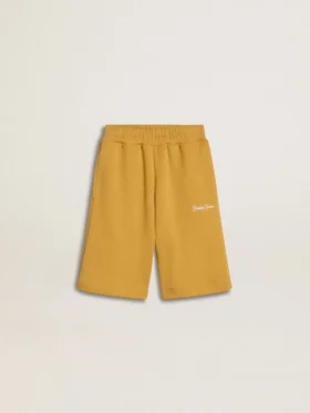 Short de jogging pour enfant jaune ocre avec broderie
