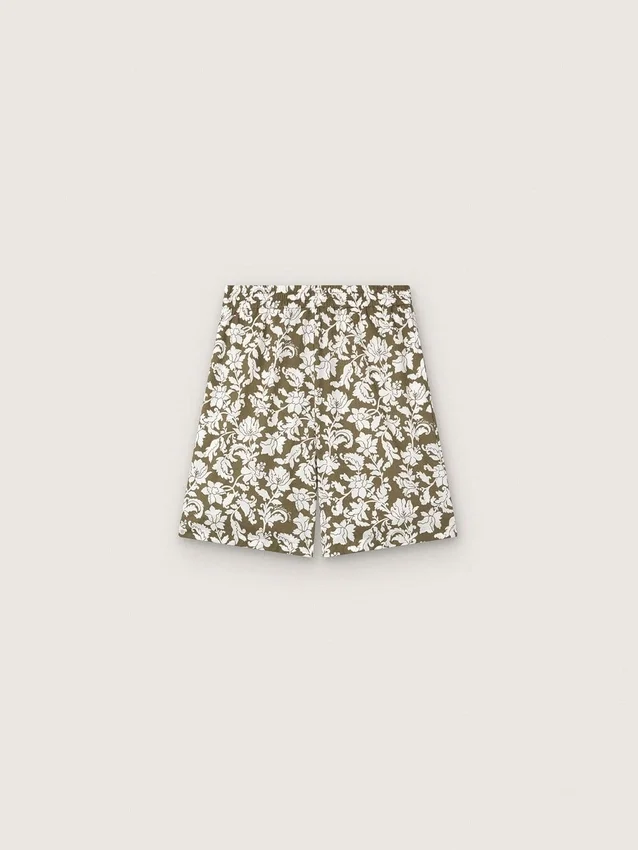 Short en toile de coton pour garçons Journey à imprimé floral vert et blanc