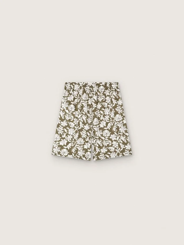 Short en toile de coton pour garçons Journey à imprimé floral vert et blanc