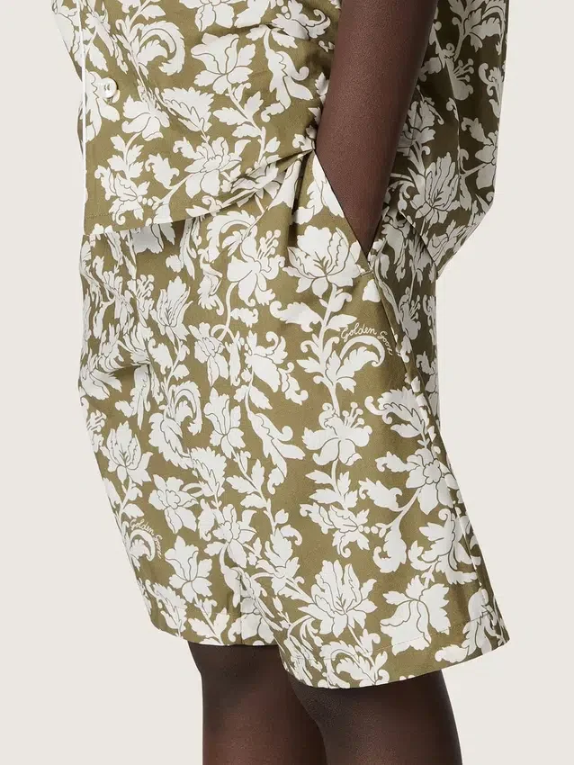 Short en toile de coton pour garçons Journey à imprimé floral vert et blanc