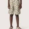 Short en toile de coton pour garçons Journey à imprimé floral vert et blanc
