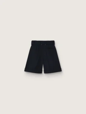 Short pour femme en gabardine de laine noire avec ceinture