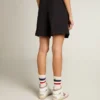 Short pour femme en gabardine de laine noire avec ceinture