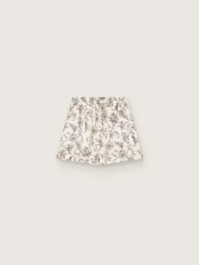 Short pour femme en popeline de coton noir et blanc à imprimé floral