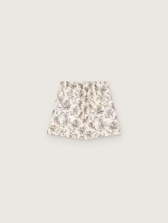 Short pour femme en popeline de coton noir et blanc à imprimé floral
