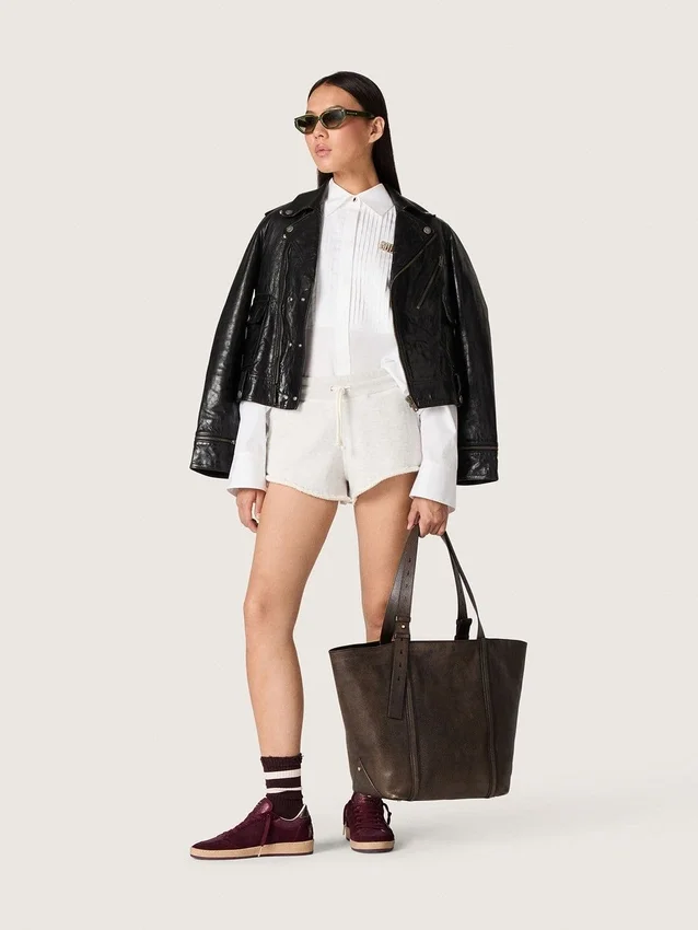 Short pour femme Star en molleton gris chiné