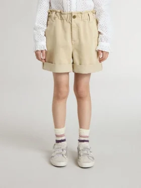 Short pour fille couleur sable avec logo brodé