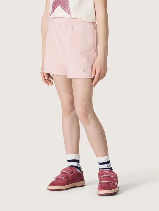 Short pour filles « Star » en coton rose avec patch et logo