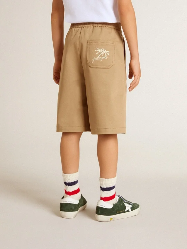 Short pour garçons en coton beige