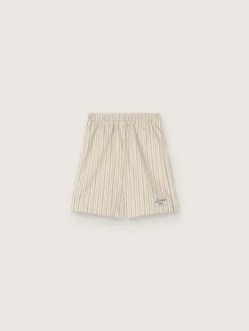Short rayé pour garçons, couleur écru, beige et gris