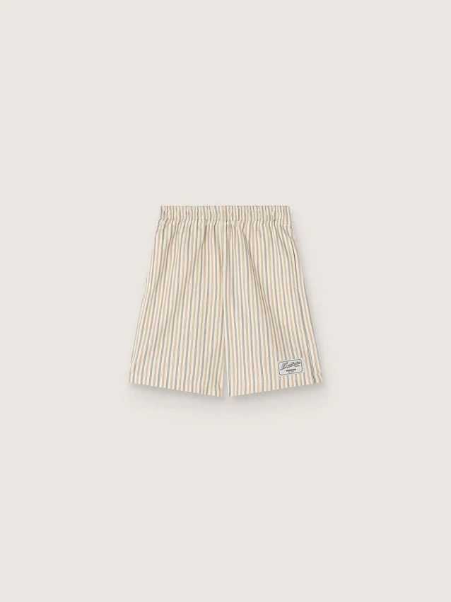 Short rayé pour garçons, couleur écru, beige et gris