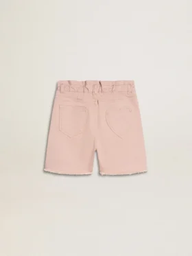 Short rose en coton pour filles avec broderie