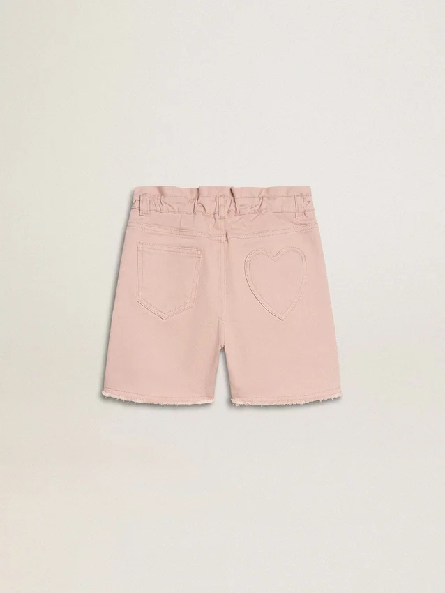 Short rose en coton pour filles avec broderie